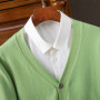 Loose Men's Knitted Wool V-Neck Cardigan Autumn Winter Base Layer Shirt Open Front Sweater Casual Style Large Size Knitwear