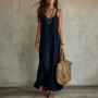 Backless Cami Dresses Summer Women Boho Dress Spaghetti Strap Sleeveless Casual Maxi Dress Long Sundress Holiday Beach Wear