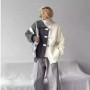 Men's Sweater Autumn Spring Patchwork Color Block Cardigan Sweater Stylish Cool Loose Fit Trendy High Street Knitwear Jacket