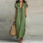 Summer V Neck Ruffle A-Line Party Dresses Elegant Butterfly Sleeve Bohemian Long Dress Loose Pocket Women Casual Maxi Dresses