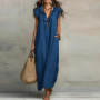 Summer V Neck Ruffle A-Line Party Dresses Elegant Butterfly Sleeve Bohemian Long Dress Loose Pocket Women Casual Maxi Dresses