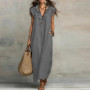 Summer V Neck Ruffle A-Line Party Dresses Elegant Butterfly Sleeve Bohemian Long Dress Loose Pocket Women Casual Maxi Dresses