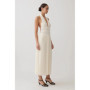 Women's halter neck pleated long dress Elegant white backless summer beach dress Casual wear for beach vacation, party cocktail