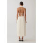 Women's halter neck pleated long dress Elegant white backless summer beach dress Casual wear for beach vacation, party cocktail