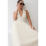 Women's halter neck pleated long dress Elegant white backless summer beach dress Casual wear for beach vacation, party cocktail