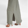 Women Cotton linen Side Split Long Slip Dress Summer Lady Strapless Solid Color Holiday Party Dresses
