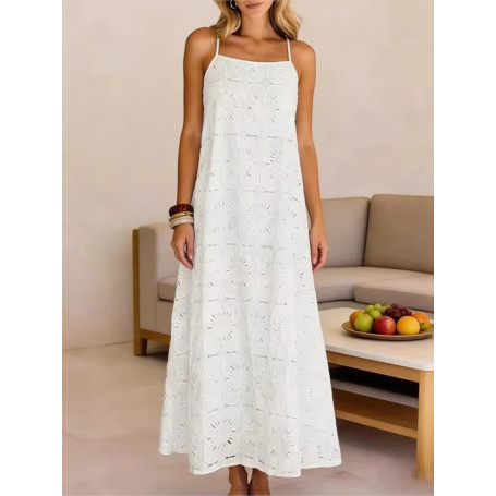 Beach Casual Spaghrtti Strap Long Dress Women Summer 2026 Elegant Sleeveless Backless Lace Maxi Dresses Casual