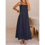 Beach Casual Spaghrtti Strap Long Dress Women Summer 2026 Elegant Sleeveless Backless Lace Maxi Dresses Casual