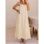 Beach Casual Spaghrtti Strap Long Dress Women Summer 2026 Elegant Sleeveless Backless Lace Maxi Dresses Casual