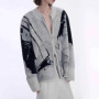 Autumn New Men's Gradient Cardigan Sweater American Retro Fashion Trendy Casual High Street Loose Fit Niche Men's Top 2025