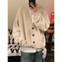 Autumn Winter New V-neck Cardigan Men's Loose Casual Knitted Sweater Trendy Daliy Simple All-match High Street Soft Coats