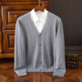Cashmere Sweater Men's Clothing V-Neck Cardigan Knit Spring Autumn Loose Tops High-End Jersey Hombre Pull Homme Wool Coat