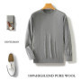 100 Pure Merino Wool Sweater Men's Round Collar Pullover Spring Autumn New Business Knitted Tops Casual Large Size Men's Shirt
