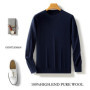 100 Pure Merino Wool Sweater Men's Round Collar Pullover Spring Autumn New Business Knitted Tops Casual Large Size Men's Shirt