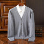 Wool Mens Sweater Cardigan Business Casual Classic V-neck Solid Color Cardigan Men Sweater Korean Fashion Mens Clothes
