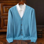 Wool Mens Sweater Cardigan Business Casual Classic V-neck Solid Color Cardigan Men Sweater Korean Fashion Mens Clothes