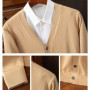 Wool Mens Sweater Cardigan Business Casual Classic V-neck Solid Color Cardigan Men Sweater Korean Fashion Mens Clothes