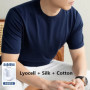 High End Lyocell Breathable Knitwear 2026 Spring Summer Men Silk Cotton Knit Tops Short Sleeve Clothes Pullover Knitting t-shirt