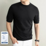 High End Lyocell Breathable Knitwear 2026 Spring Summer Men Silk Cotton Knit Tops Short Sleeve Clothes Pullover Knitting t-shirt