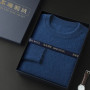 100 Pure Mink Cashmere Men's Round Neck Sweater For Autumn Winter, Casual Knitted Long Sleeved Pullover Sweater Men's Clothng
