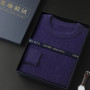 100 Pure Mink Cashmere Men's Round Neck Sweater For Autumn Winter, Casual Knitted Long Sleeved Pullover Sweater Men's Clothng