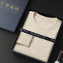 100 Pure Mink Cashmere Men's Round Neck Sweater For Autumn Winter, Casual Knitted Long Sleeved Pullover Sweater Men's Clothng