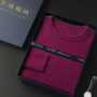 100 Pure Mink Cashmere Men's Round Neck Sweater For Autumn Winter, Casual Knitted Long Sleeved Pullover Sweater Men's Clothng