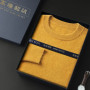100 Pure Mink Cashmere Men's Round Neck Sweater For Autumn Winter, Casual Knitted Long Sleeved Pullover Sweater Men's Clothng
