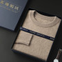 100 Pure Mink Cashmere Men's Round Neck Sweater For Autumn Winter, Casual Knitted Long Sleeved Pullover Sweater Men's Clothng