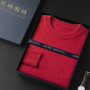 100 Pure Mink Cashmere Men's Round Neck Sweater For Autumn Winter, Casual Knitted Long Sleeved Pullover Sweater Men's Clothng