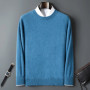 100 Pure Mink Cashmere Men's Round Neck Sweater For Autumn Winter, Casual Knitted Long Sleeved Pullover Sweater Men's Clothng
