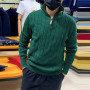 Autumn Men Half-zipper Knitted Sweater Long Sleeve Solid Color Textured Luxury Pullovers Korean Popular Leisure Vintage Knitwear