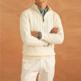 Autumn Men Half-zipper Knitted Sweater Long Sleeve Solid Color Textured Luxury Pullovers Korean Popular Leisure Vintage Knitwear