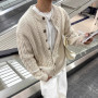 Men Knitted Cardigan Jacket Long Sleeve Solid Color Luxury Textured Sweater Coats Korean Trending Premium Quality Knitwear M-2XL