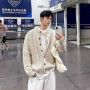 Men Knitted Cardigan Jacket Long Sleeve Solid Color Luxury Textured Sweater Coats Korean Trending Premium Quality Knitwear M-2XL