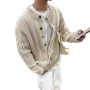 Men Knitted Cardigan Jacket Long Sleeve Solid Color Luxury Textured Sweater Coats Korean Trending Premium Quality Knitwear M-2XL