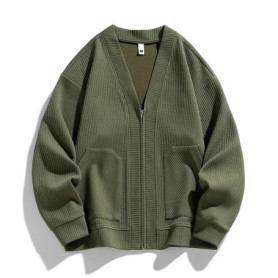 New in Big Size Men's Cardigan Jacket Oversize Loose Sweater Coat Male Zip-up Korean Style Spring Green 6XL 8xl Large Plus