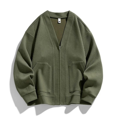 New in Big Size Men's Cardigan Jacket Oversize Loose Sweater Coat Male Zip-up Korean Style Spring Green 6XL 8xl Large Plus