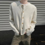 New American Style Men Cardigan Luxury Knitted Button-down Solid Color Long Sleeve Sweater Jacket Casual High Quality Knitwear