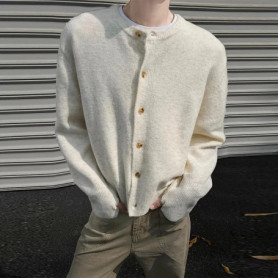 New American Style Men Cardigan Luxury Knitted Button-down Solid Color Long Sleeve Sweater Jacket Casual High Quality Knitwear