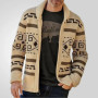 New Men's Lapel Casual Cardigan Jacket Long Sleeved Slim Fit Jacquard Knitted Sweater