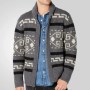 New Men's Lapel Casual Cardigan Jacket Long Sleeved Slim Fit Jacquard Knitted Sweater