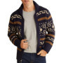 New Men's Lapel Casual Cardigan Jacket Long Sleeved Slim Fit Jacquard Knitted Sweater