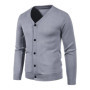 2024 Autumn Men's Knitted Cardigan Thin V-neck Elastic Slim Fit Button Up Sweater Solid Color Casual Versatile Coat 5XL-M