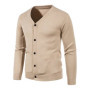2024 Autumn Men's Knitted Cardigan Thin V-neck Elastic Slim Fit Button Up Sweater Solid Color Casual Versatile Coat 5XL-M