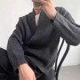 Irregular Diagonal Button V-neck Cardigan Sweater Men's 2026 Spring Design Sense Lazy Wind Knitted Sweater