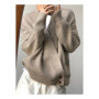 Irregular Diagonal Button V-neck Cardigan Sweater Men's 2026 Spring Design Sense Lazy Wind Knitted Sweater
