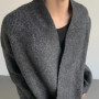 Irregular Diagonal Button V-neck Cardigan Sweater Men's 2026 Spring Design Sense Lazy Wind Knitted Sweater