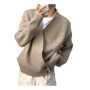 Irregular Diagonal Button V-neck Cardigan Sweater Men's 2026 Spring Design Sense Lazy Wind Knitted Sweater