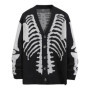 Men's Skeleton Pattern Cardigan Sweaters, Gothic Long Sleeve Unisex Outwear Knitted Coats